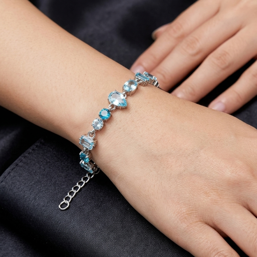 Bracelet|Aurora Mixed-Cut CZ Bracelet | Multi-Color Crystal Link Bracelet