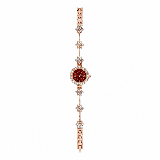 Watch|Elegant Rose Gold Snowflake Bracelet Watch for Women | Multi-Color Options