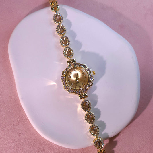 Watch|Luxury Pear-Cut CZ Bracelet Watch for Women | Vintage Floral Crystal Bezel | Multi-Color Options