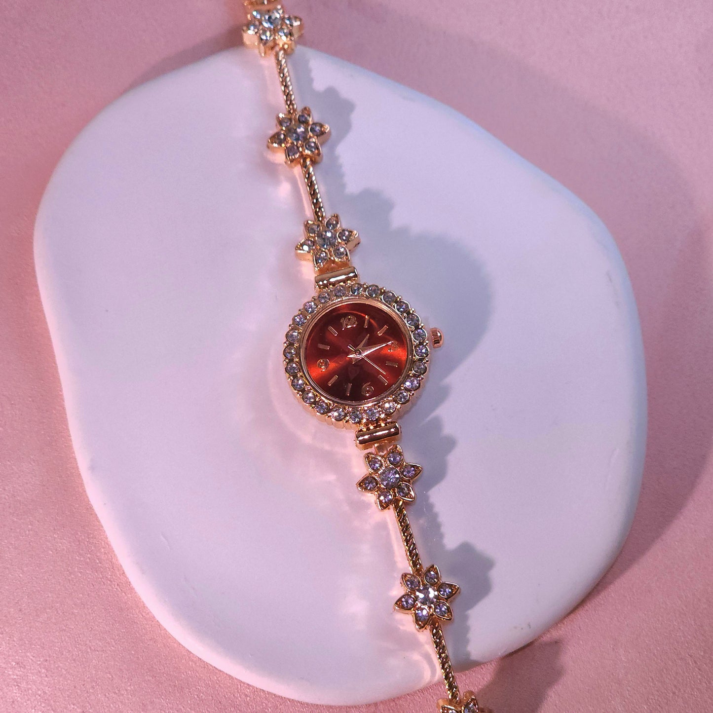 Watch|Elegant Rose Gold Snowflake Bracelet Watch for Women | Multi-Color Options