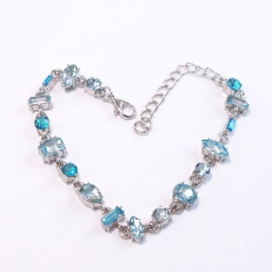 Bracelet｜Aurora Mixed-Cut CZ Bracelet | Multi-Color Crystal Link Bracelet