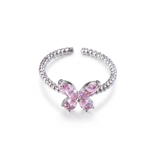 Ring｜Whisper Wing Butterfly Ring | Adjustable Fit | CZ Crystal Accent