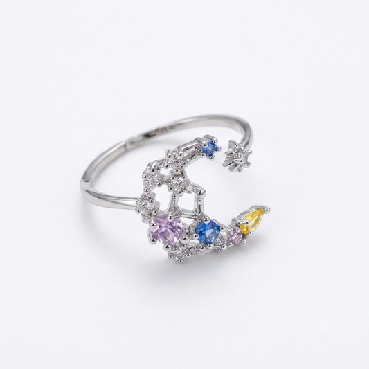 Ring｜Celestial Moon & Star Open Ring | Adjustable Ring | Galaxy Jewelry