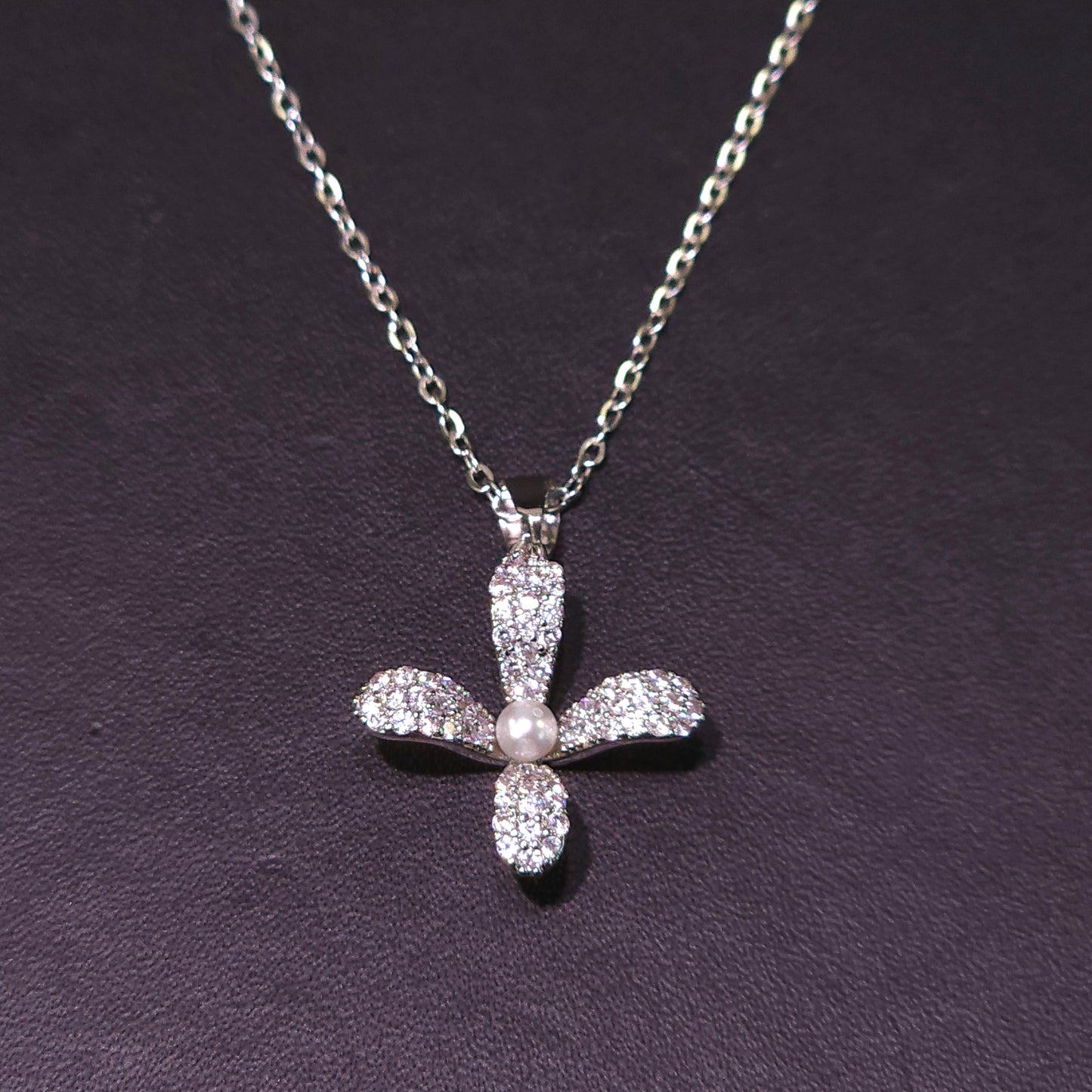 Necklace｜Silver Bloom Pearl Pendant Necklace | Sparkling CZ Floral Charm