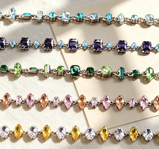 Bracelet｜Aurora Mixed-Cut CZ Bracelet | Multi-Color Crystal Link Bracelet