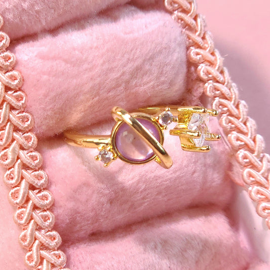 Ring｜Celestial Orbit Open Ring – Planet & Star CZ Statement Ring | Galaxy Jewelry