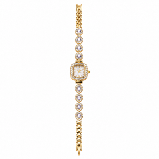 Watch|Luxury Pear-Cut CZ Bracelet Watch for Women | Vintage Crystal Rectangular Bezel | Multi-Color Options