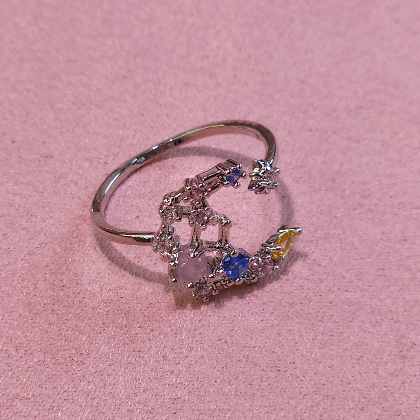 Ring｜Celestial Moon & Star Open Ring | Adjustable Ring | Galaxy Jewelry