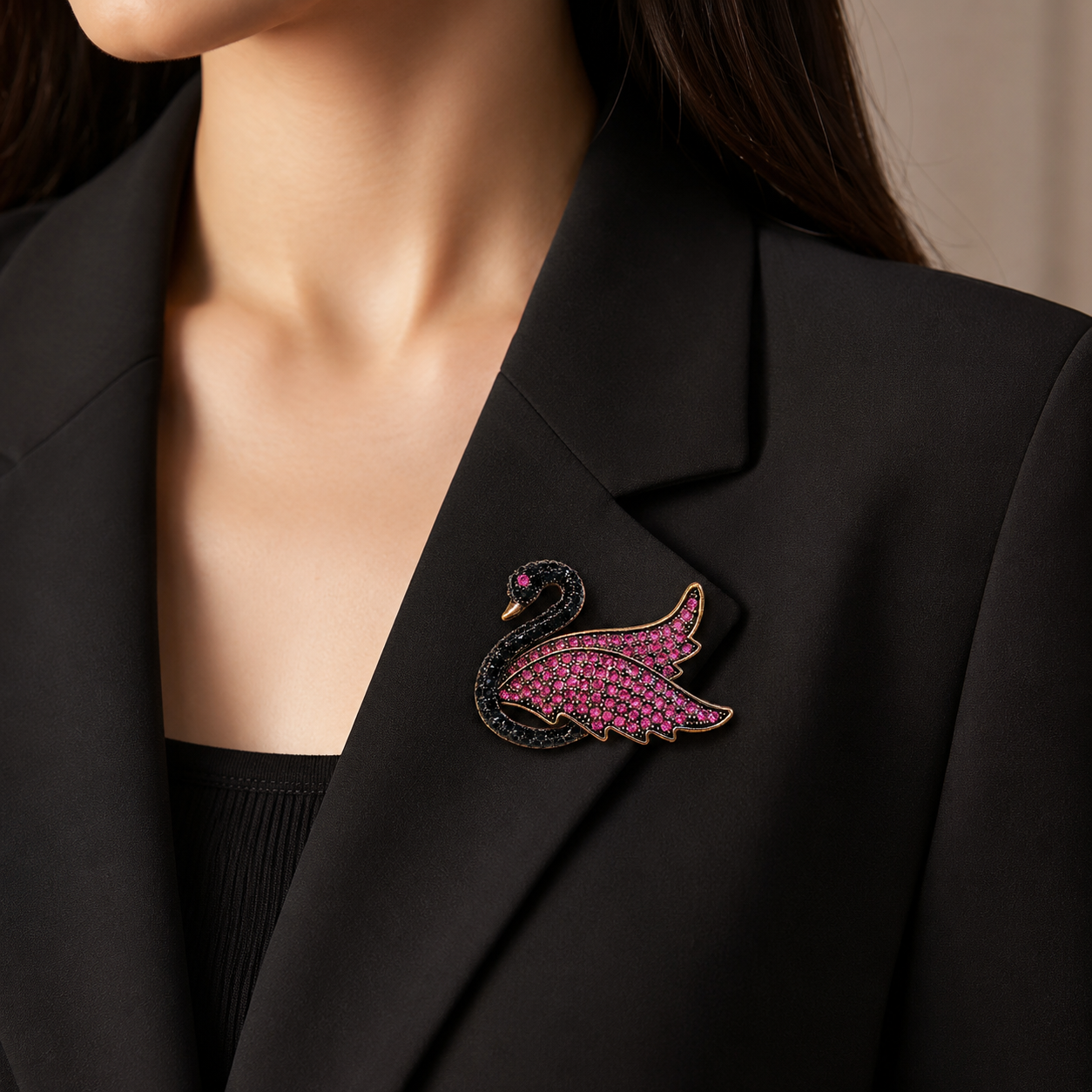 Brooch｜Elegant CZ Swan Brooch Pin | Crystal Animal Brooch