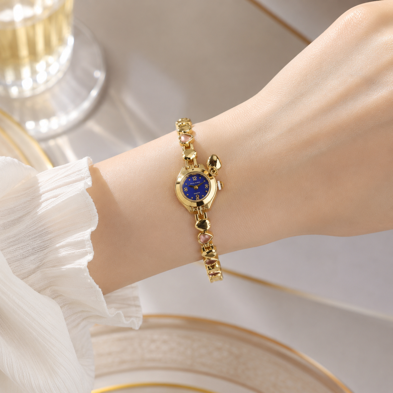Watch|Golden Hearts Interlocking Bracelet Watch for Women | Multi-Color Options