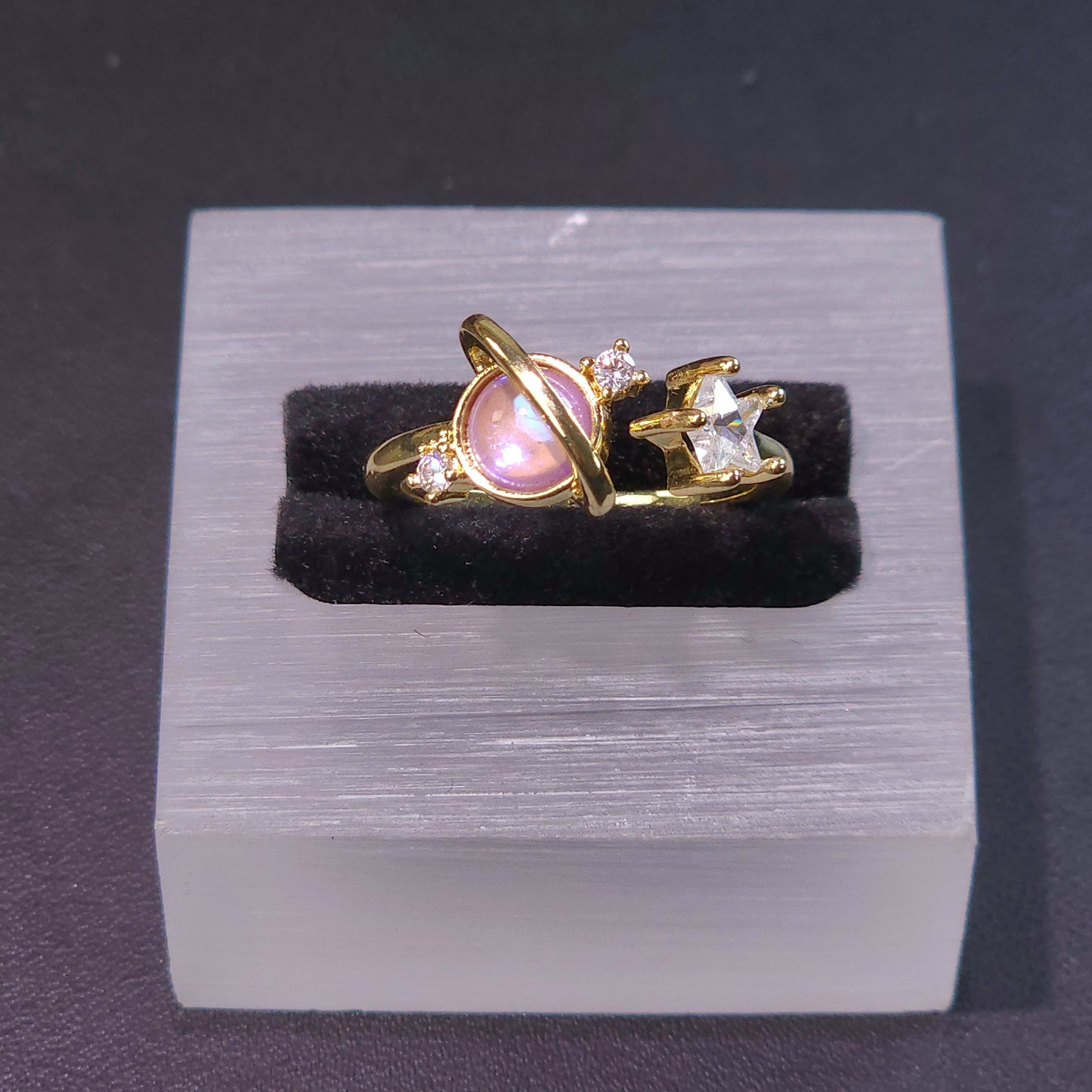 Ring｜Celestial Orbit Open Ring – Planet & Star CZ Statement Ring | Galaxy Jewelry