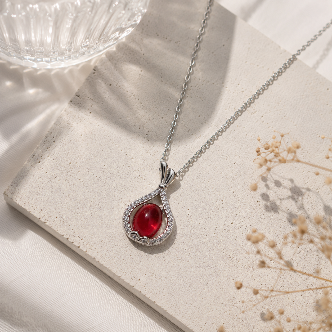Necklace|Crimson Elixir Potion Silver Necklace