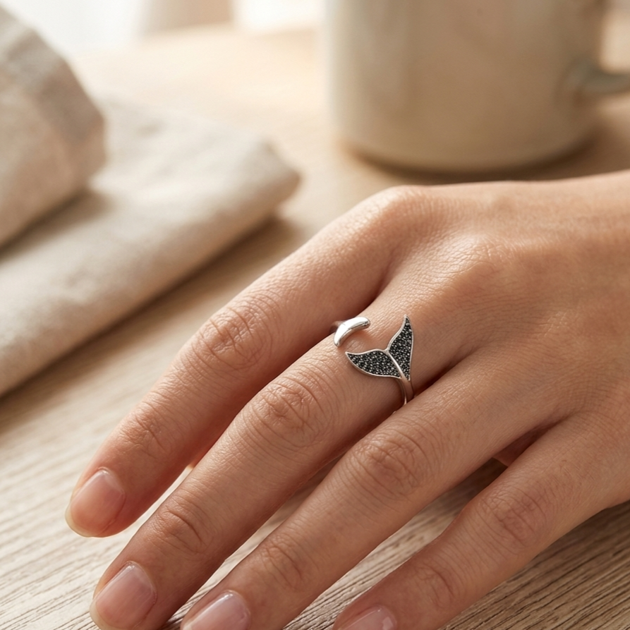 Ring｜Ocean Whisper Mermaid Tail Open Ring | Coastal Fantasy Jewelry