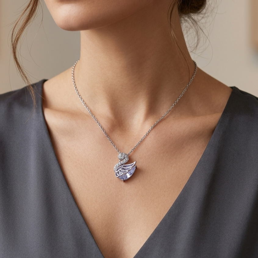 Necklace|Swan Pendant Silver Necklace