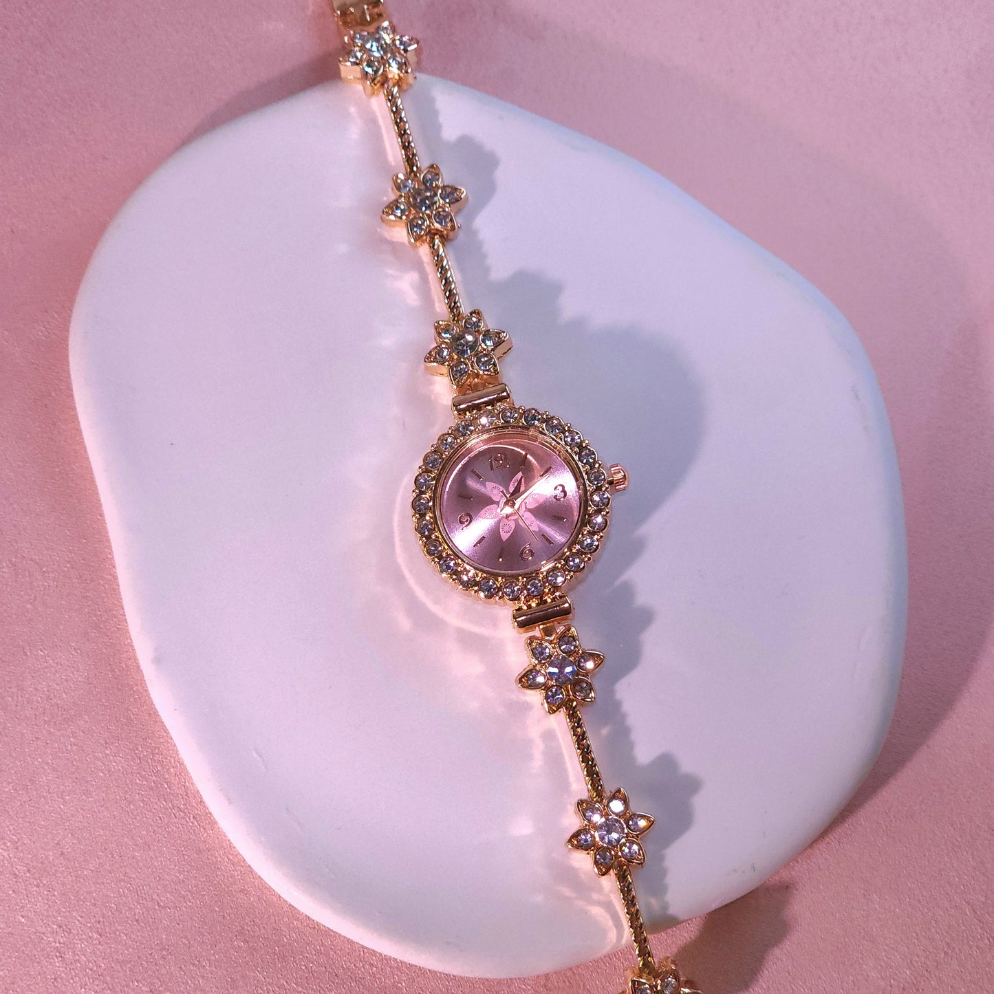 Watch|Elegant Rose Gold Snowflake Bracelet Watch for Women | Multi-Color Options