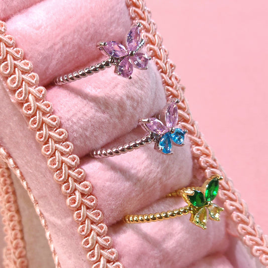 Ring｜Whisper Wing Butterfly Ring | Adjustable Fit | CZ Crystal Accent