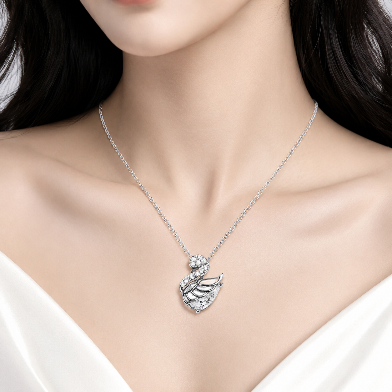 Necklace|Swan Pendant Silver Necklace