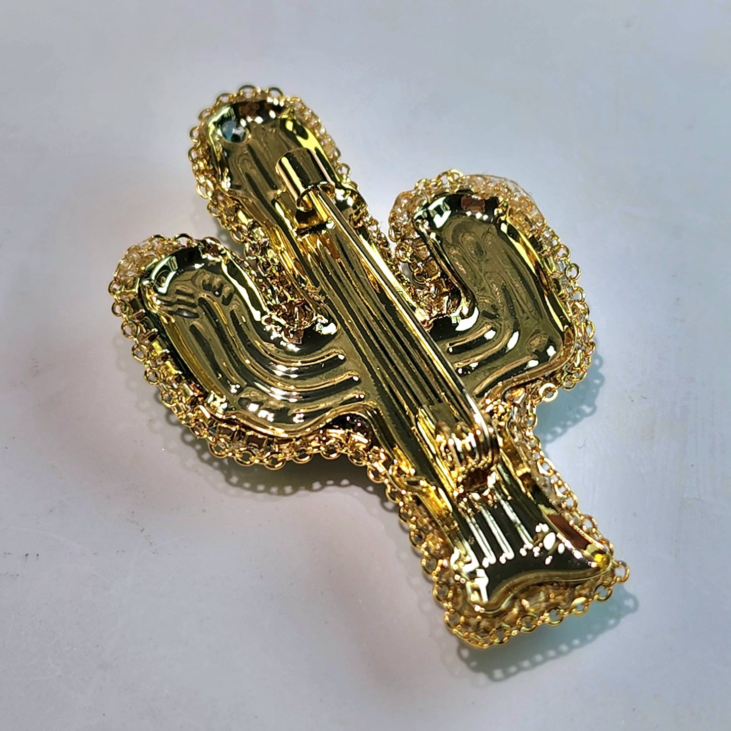 Brooch｜Emerald Green Crystal Cactus Brooch | Nature Jewelry