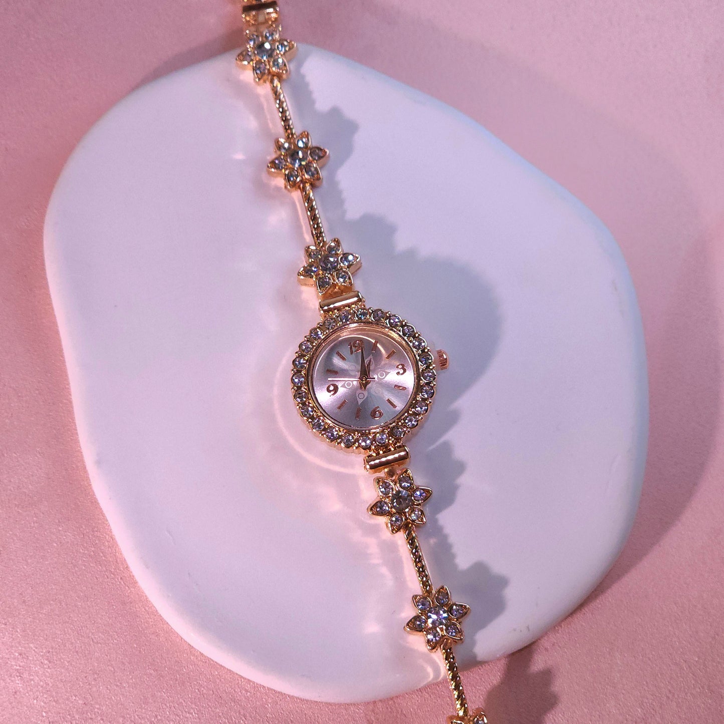 Watch|Elegant Rose Gold Snowflake Bracelet Watch for Women | Multi-Color Options