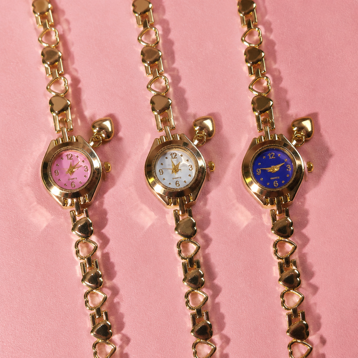 Watch|Golden Hearts Interlocking Bracelet Watch for Women | Multi-Color Options