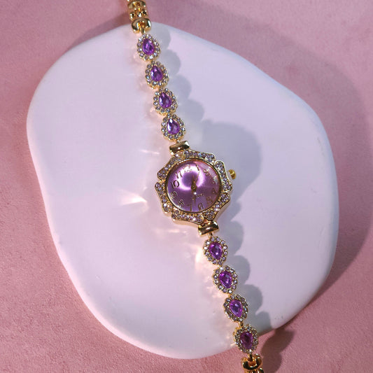 Watch|Luxury Pear-Cut CZ Bracelet Watch for Women | Vintage Floral Crystal Bezel | Multi-Color Options
