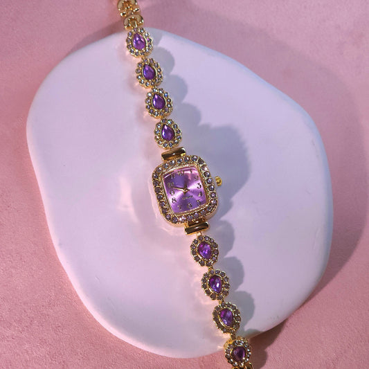 Watch|Luxury Pear-Cut CZ Bracelet Watch for Women | Vintage Crystal Rectangular Bezel | Multi-Color Options