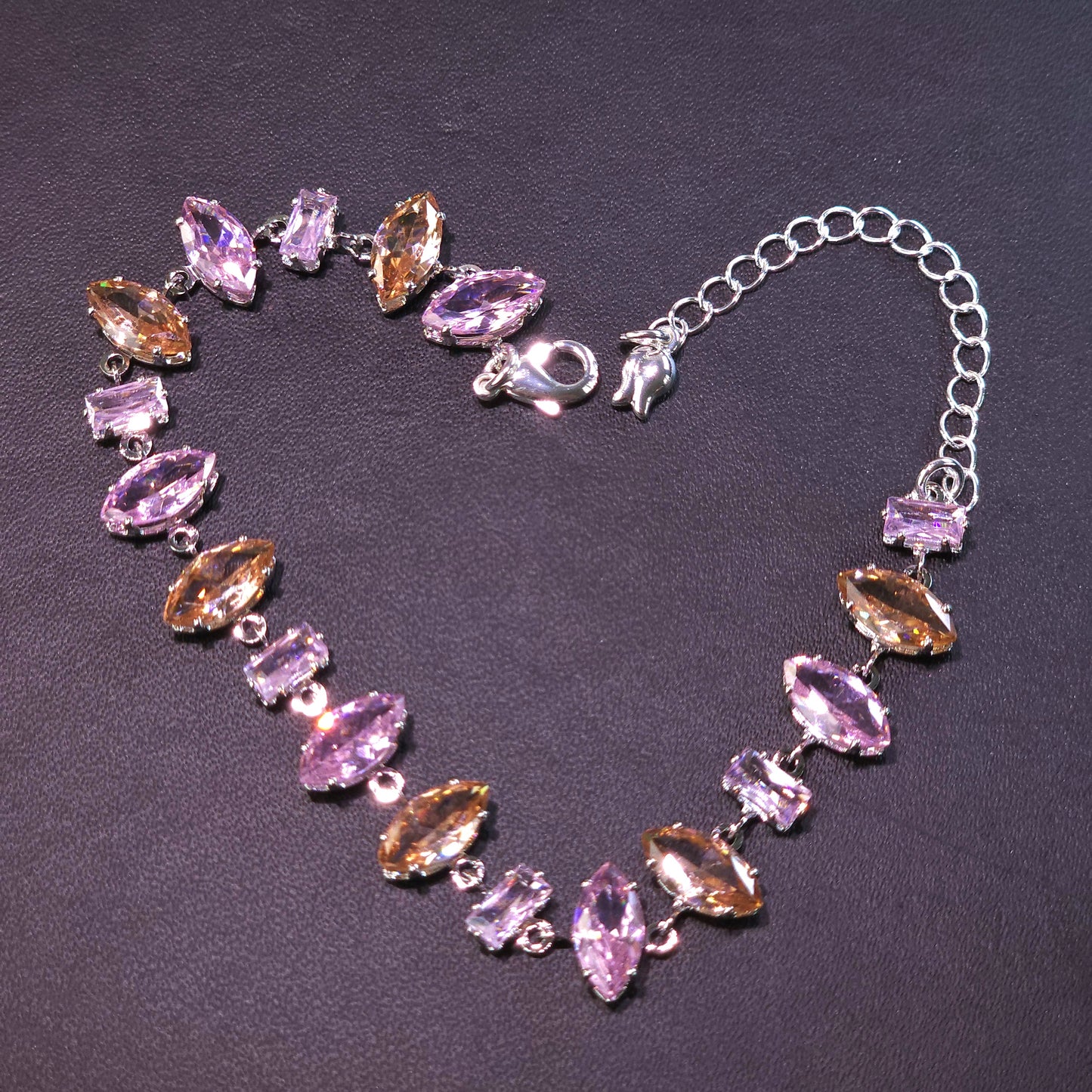 Bracelet｜Aurora Mixed-Cut CZ Bracelet | Multi-Color Crystal Link Bracelet