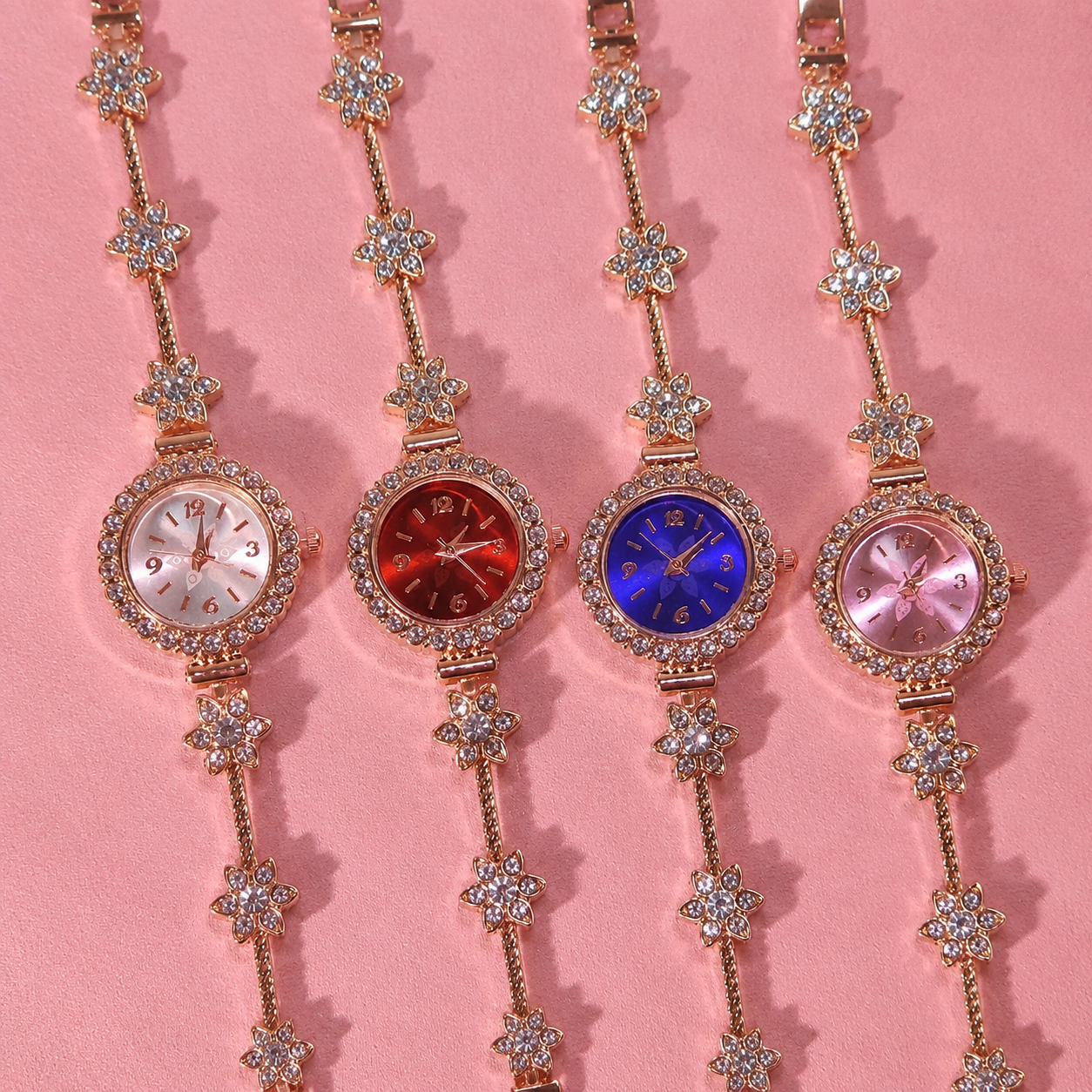 Watch|Elegant Rose Gold Snowflake Bracelet Watch for Women | Multi-Color Options